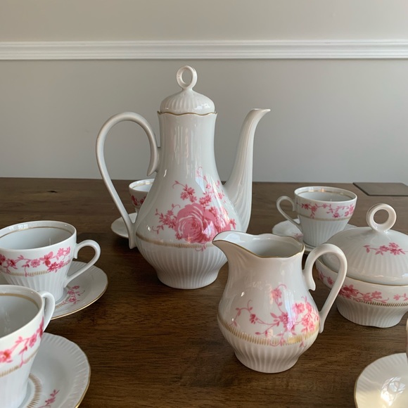 Vintage German floral porcelain china coffee set
